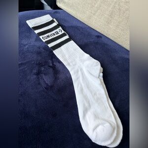 Converse Men's Casual White and Black Crew Socks